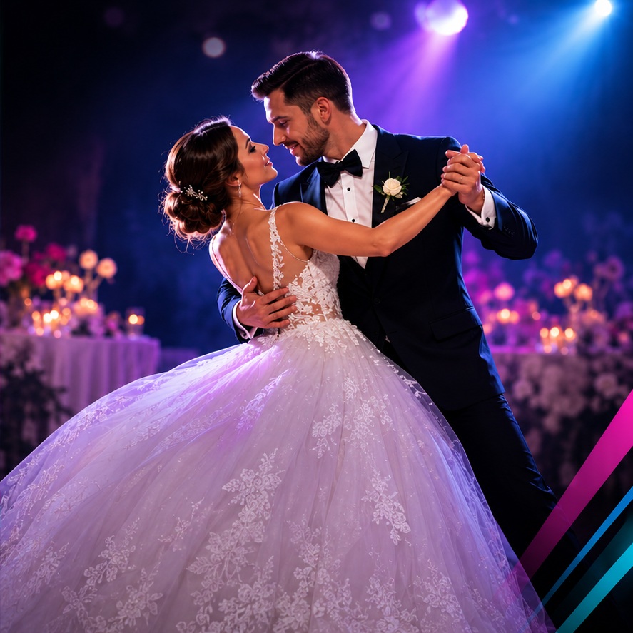 Bride and groom sharing their wedding first dance, Fusion Dance Studio